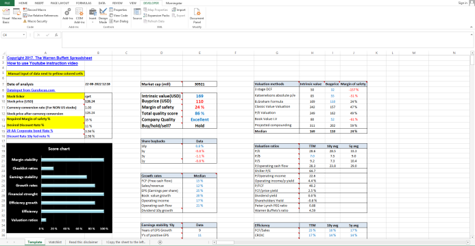 The Warren Buffett Spreadsheet Excel